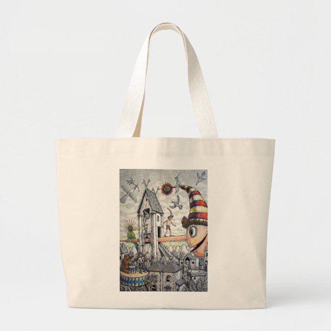 Grand Tote Bag Pinocchio drôle (Devant)