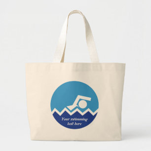 Grand Tote Bag Pismming venin, swimmer on blue circle custom