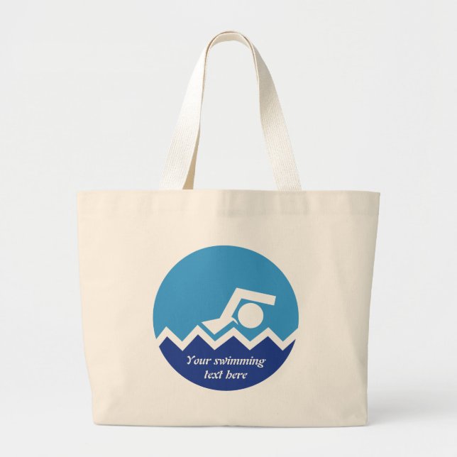 Grand Tote Bag Pismming venin, swimmer on blue circle custom (Devant)