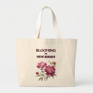 Grand Tote Bag Pivoines violettes en coton naturel pour les achat