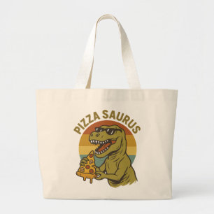 Grand Tote Bag Pizza Dino cool de style rétro