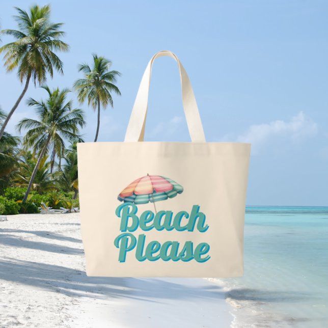 Grand Tote Bag Plage S'il vous plaît mignonne et drôle (Créateur téléchargé)