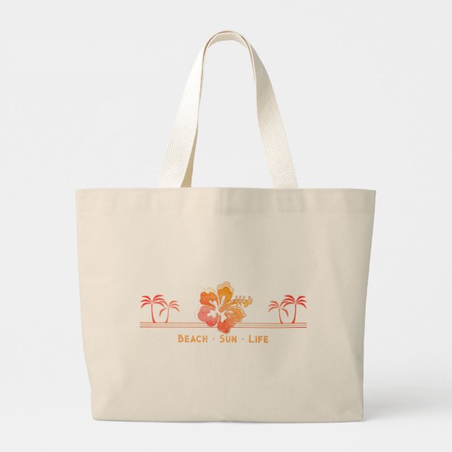 Grand Tote Bag Plage + Soleil = Vie (Dos)