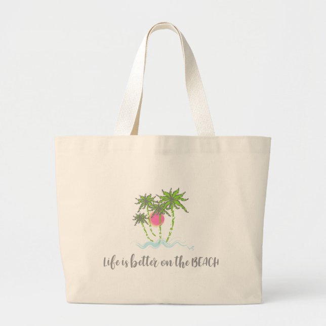 Grand Tote Bag Plage Vie Tropicale Style Été Amusant (Devant)