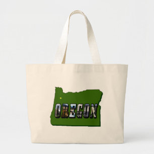 Grand Tote Bag Plan de l'Oregon - Plan et texte de l'image