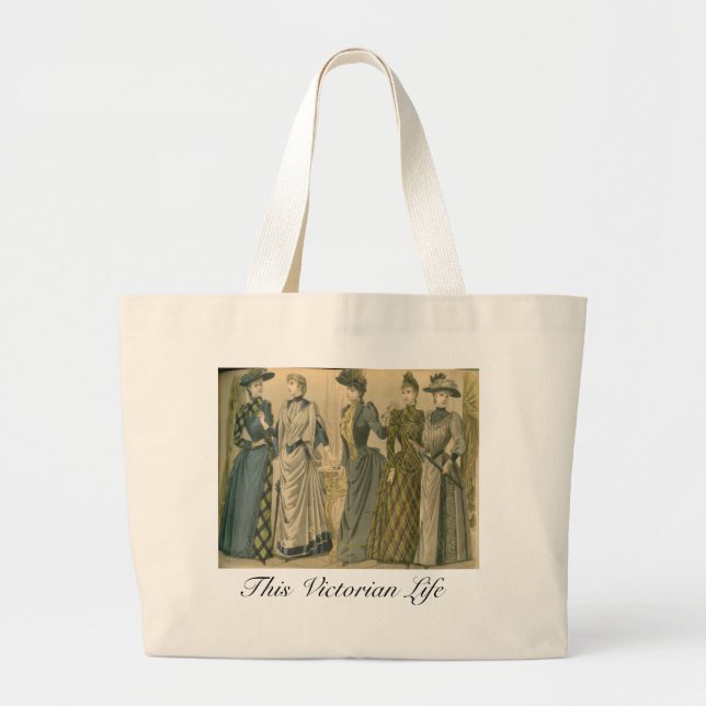 Grand Tote Bag Plat de mode victorien, 1890 (Devant)