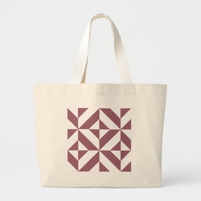 Grand Tote Bag Plum Geometric Deco Cube Pattern (Devant)
