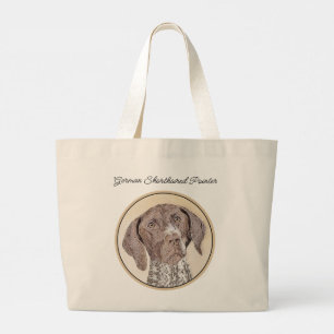 Grand Tote Bag Pointeur allemand peint art original