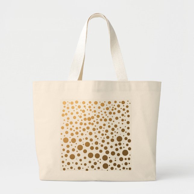 Grand Tote Bag Points élégants de confettis de feuille d'or (Devant)