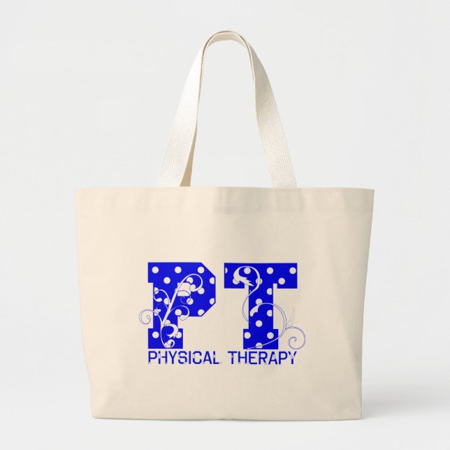 Grand Tote Bag pois blanc bleu de pinte (Devant)