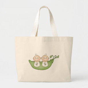 Grand Tote Bag Pois jumeaux dans une cosse