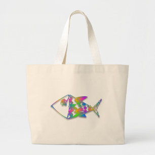 Grand Tote Bag Poisson Abstrait