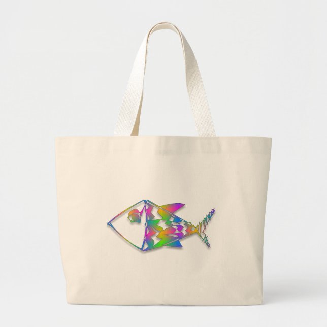 Grand Tote Bag Poisson Abstrait (Devant)