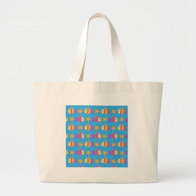 Grand Tote Bag Poisson Et Motif D'Épée (Devant)