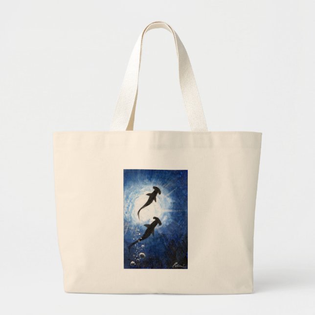 Grand Tote Bag Poisson-marteau de duo (Devant)