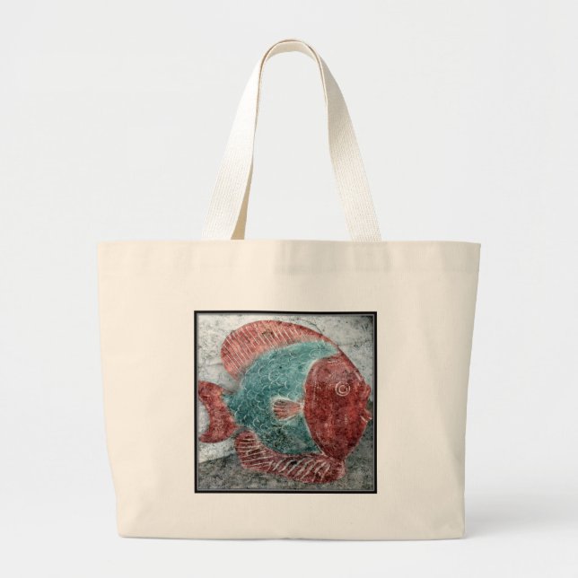 Grand Tote Bag Poissons en pierre (Devant)
