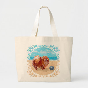 Grand Tote Bag Pomeranian au bord de la mer