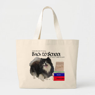 Grand Tote Bag Pomeranian noir retour à l'école