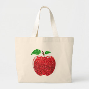 Grand Tote Bag Pomme Faux Parties scintillant rouge