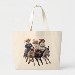 Grand Tote Bag Poneys de collection et Enfants mignons