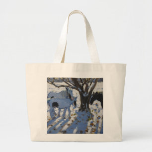Grand Tote Bag Poneys fauves et blancs en hiver 2012