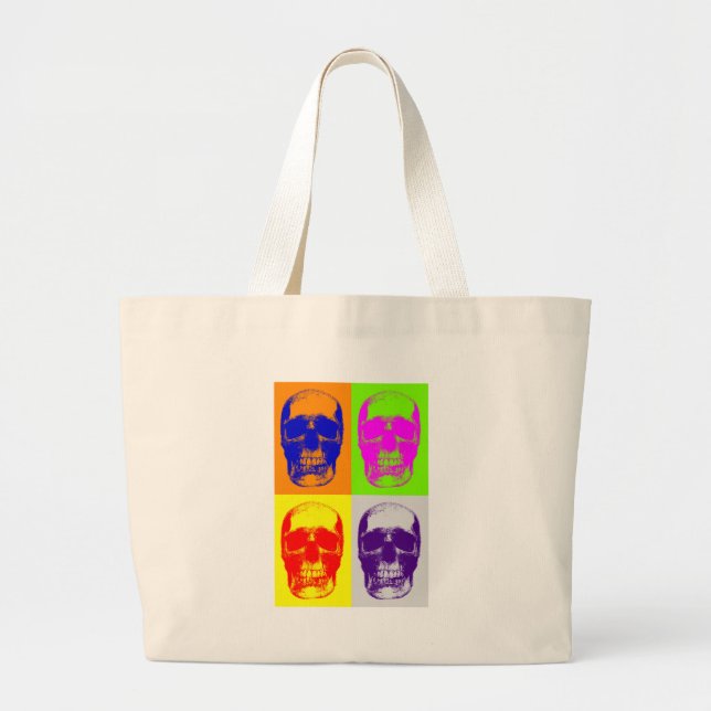 Grand Tote Bag Pop Art Skull (Devant)