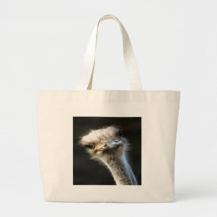 Grand Tote Bag Portrait Artistique Ostrich Avec Expression Goofy