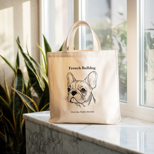 Grand Tote Bag Portrait de French Bulldog (Créateur téléchargé)