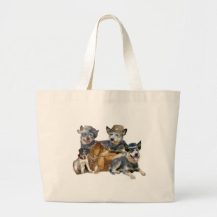 Grand Tote Bag Portrait occidental du chien de bétail australien