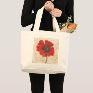 Grand Tote Bag Portrait rouge de pavot