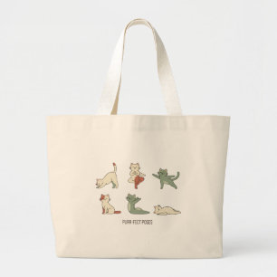 Grand Tote Bag "Poses félines parfaites" Yoga minimaliste pour ch