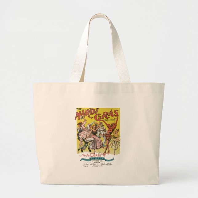 Grand Tote Bag Poster Antique Jaune Mardi Gras (Devant)