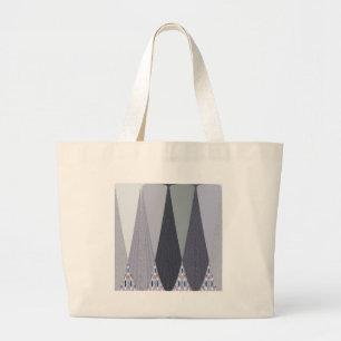 Grand Tote Bag Pots Chevron Gris Cendré Imprimer