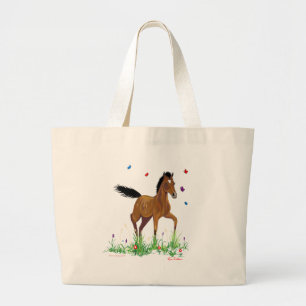 Grand Tote Bag Poulain et papillons Fourre-tout
