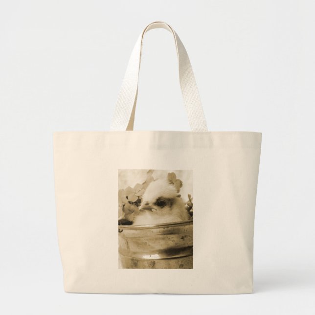 Grand Tote Bag Poule polonaise à Sepia (Devant)