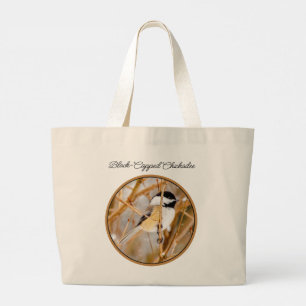 Grand Tote Bag Poulet à carreaux noirs en hiver Photo originale