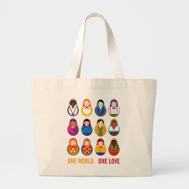Grand Tote Bag Poupées multiculturelles d'emboîtement une paix du (Devant)