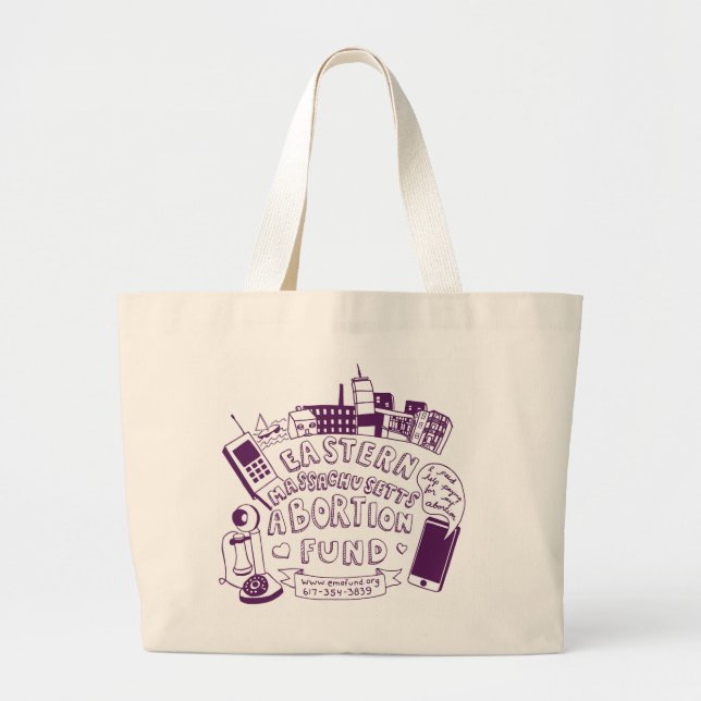 Grand Tote Bag Pourpre Fourre-tout de fonds d'AME (Devant)