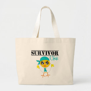 Grand Tote Bag Poussin de survivant de Cancer ovarien