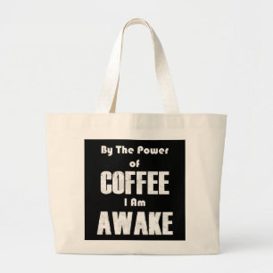 Grand Tote Bag Pouvoir du café (en blanc)