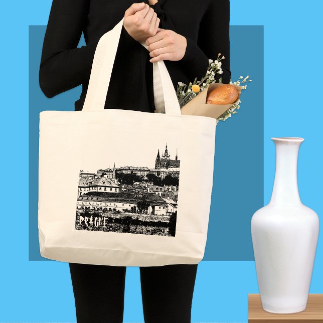 Grand Tote Bag Prague, Famous views, Drawing (Créateur téléchargé)