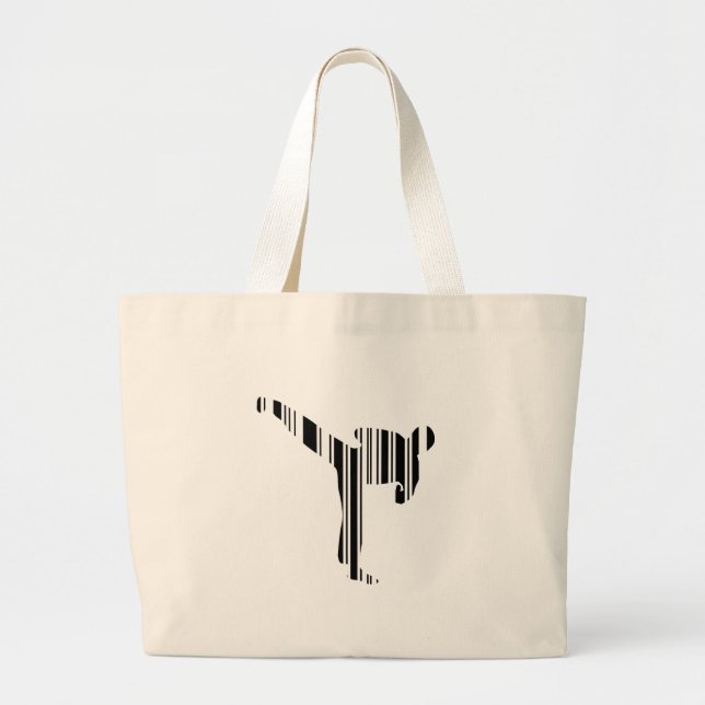 Grand Tote Bag PRATICIEN DE KICKBOXING CODE À BARRES Motif de cod (Devant)