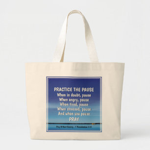 Grand Tote Bag PRATIQUER LA PAUSE Pacifique Inspirationnel Bleu
