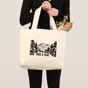 Grand Tote Bag Prenez une citation Hippique paysage montagnard mo