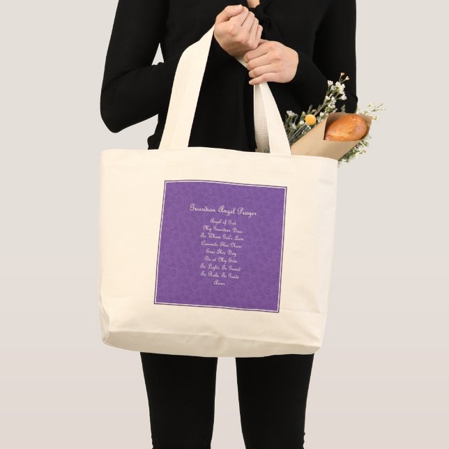Grand Tote Bag Prière du Guardian Angel violet (Devant (produit))
