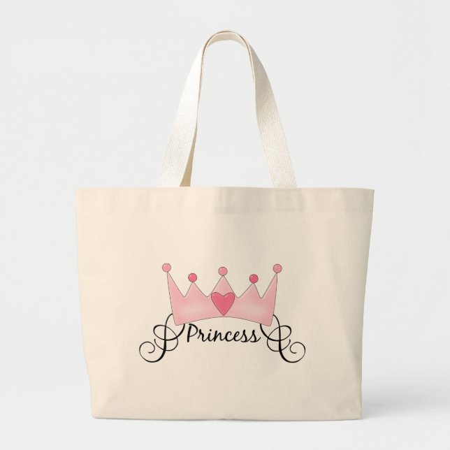 Grand Tote Bag Princesse Avec Couronne - Personnalisable (Devant)