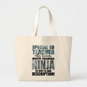 Grand Tote Bag Professeur superbe de Ninja d'éducation spéciale