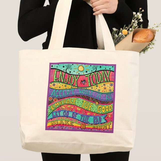 Grand Tote Bag Profitez Aujourd'Hui Inspirationnel Plutôt (Créateur téléchargé)