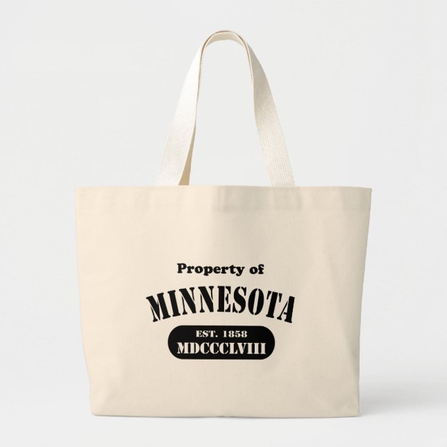 Grand Tote Bag Propriété du Minnesota -texte noir (Devant)