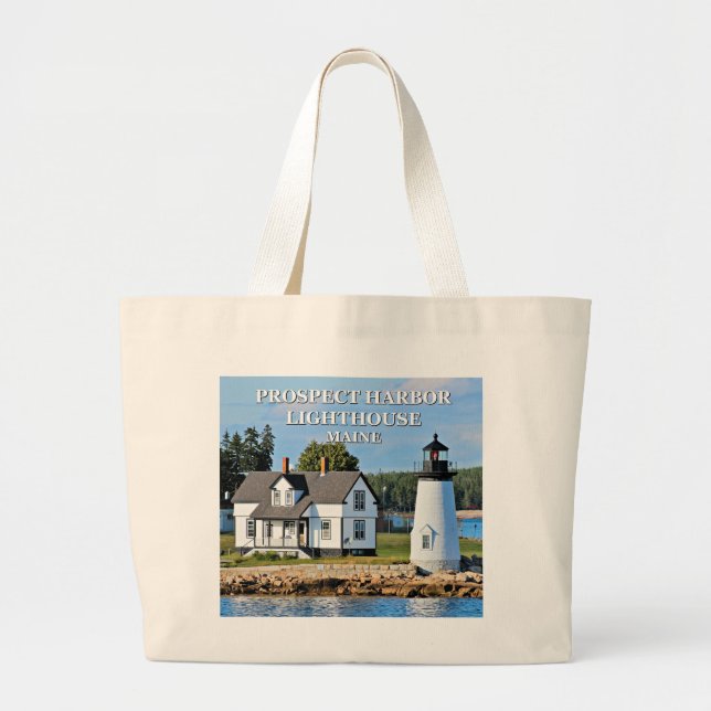 Grand Tote Bag Prospect Harbour Lighthouse, carte postale Maine (Devant)